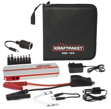 Dino KRAFTPAKET 12V-600A Starthilfegerät 66.6Wh 18000mAh | KFZ Starthilfe Powerbank für Diesel & Benziner | Autobatterie Motorradbatterie |Blei-Säure, GEL, EFB, AGM-Batterie | Für Auto Motorrad Boot